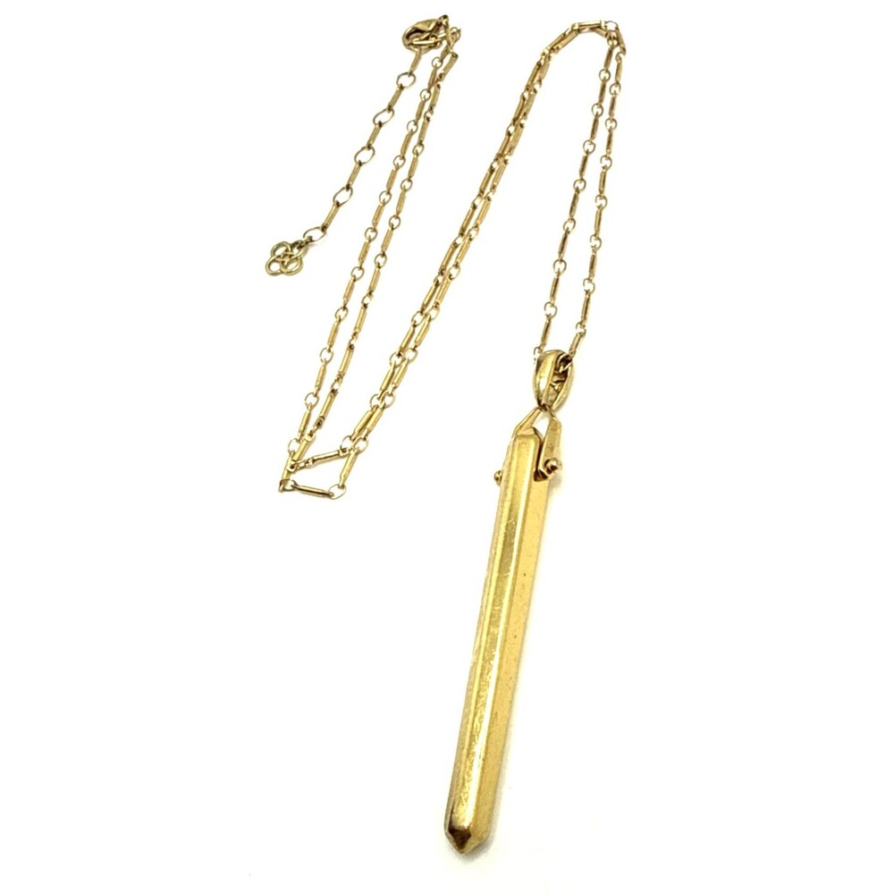 Stella & Dot REBEL Pendant Necklace Long Gold Tone Statement 28" to 30"